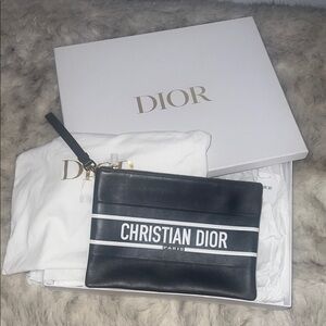 Christian Dior navy blue and White Clutch